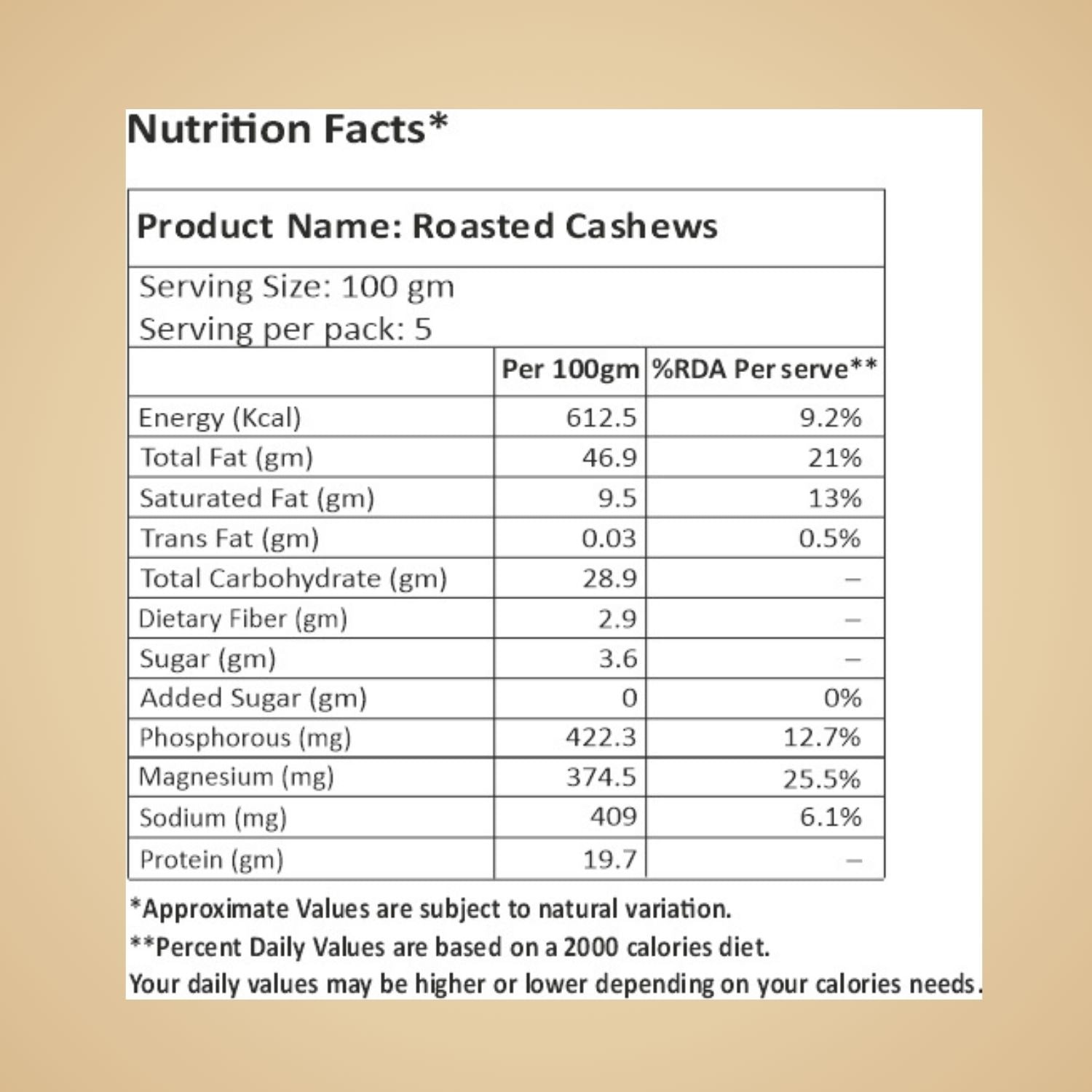 Classic Salted Cashews - Roasted 280 g