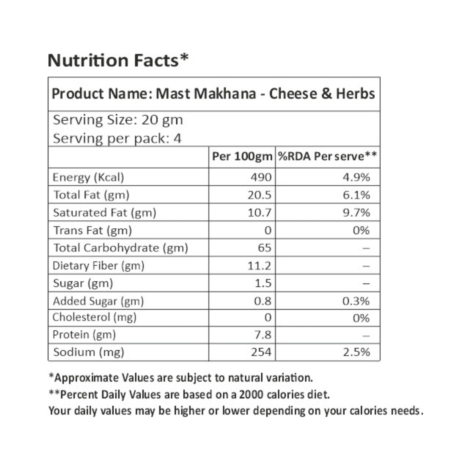 Mast Makhana Cheese & Herbs 80 g