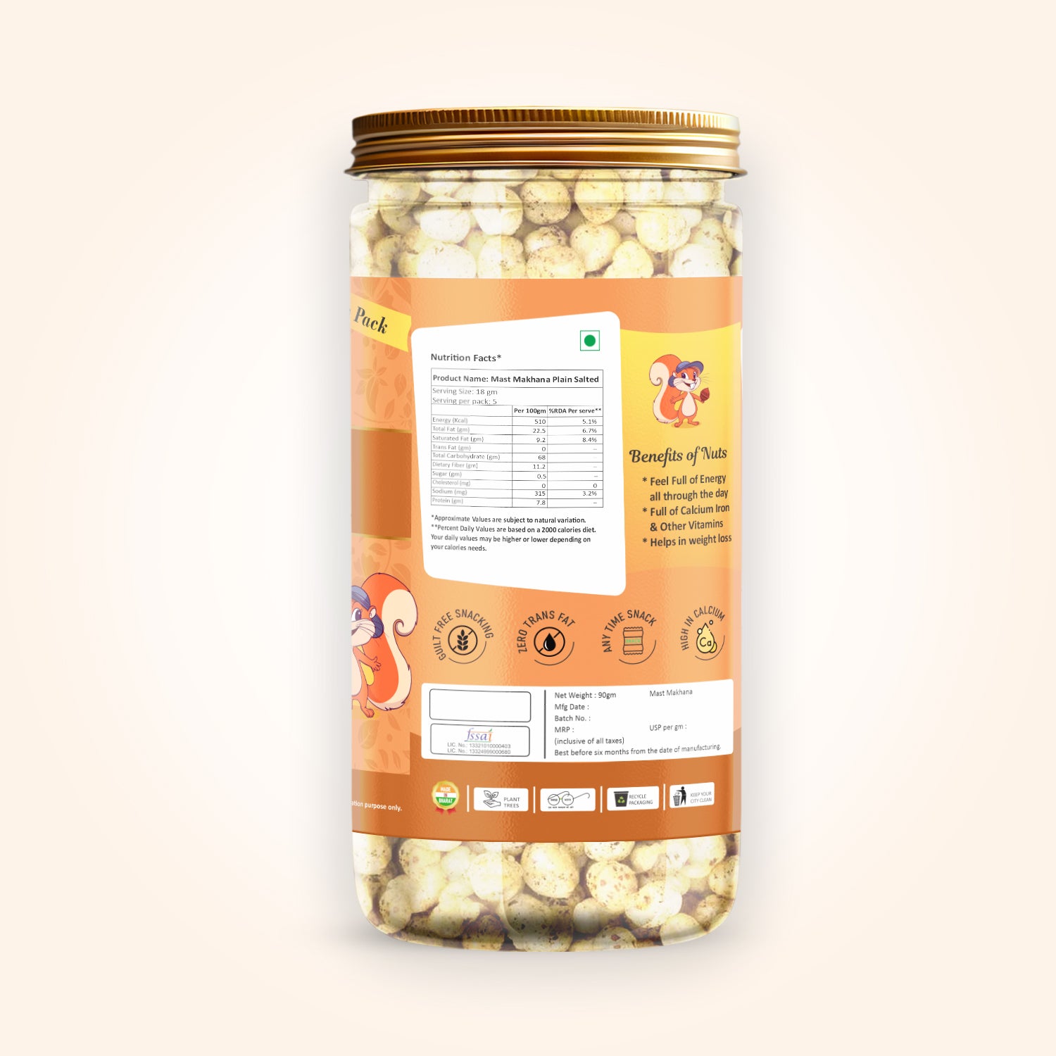 Mast Makhana Plain Salted 90 g