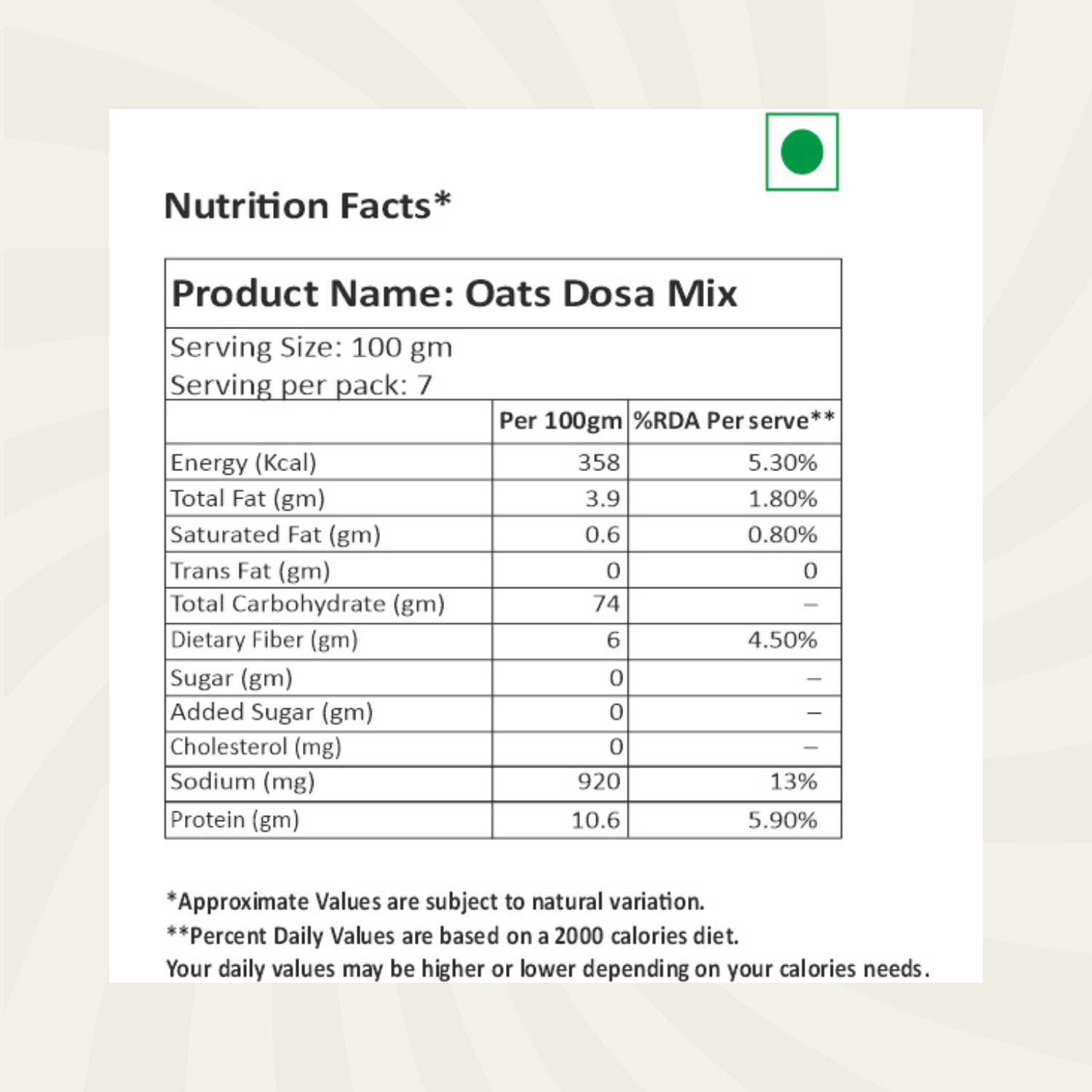 Oats Dosa Mix 650 g