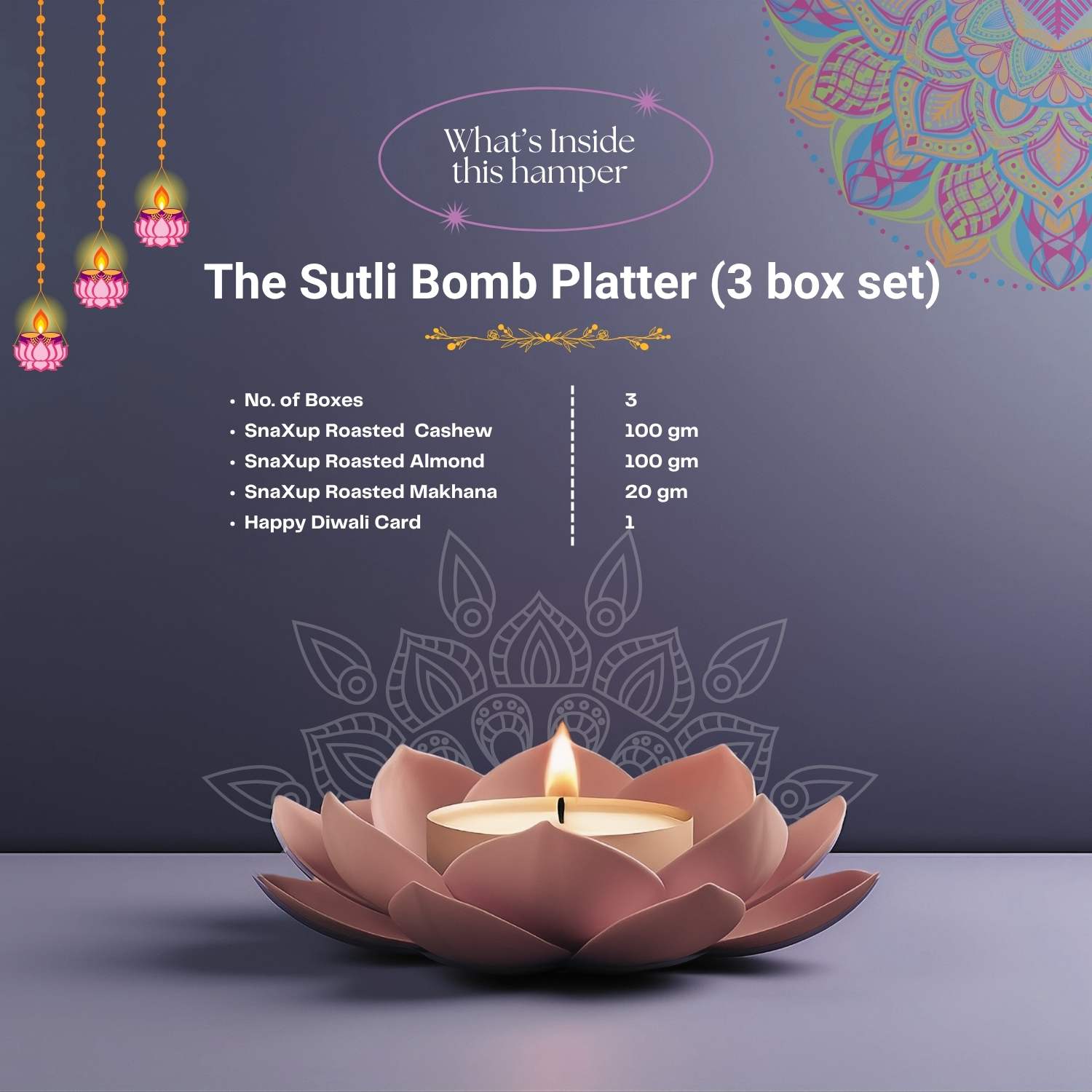 Luxury Diwali Gift Box - The Sutli Bomb Platter (3 Box Set)