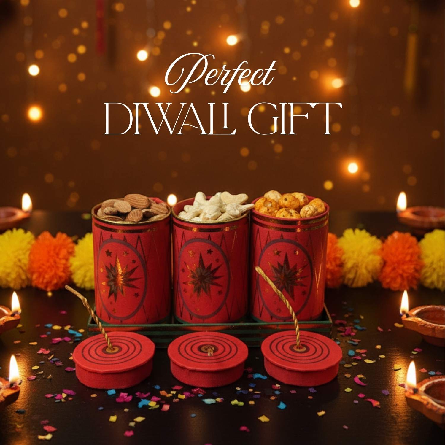 Luxury Diwali Gift Box - The Laxmi Bomb Platter (3 Box Set)