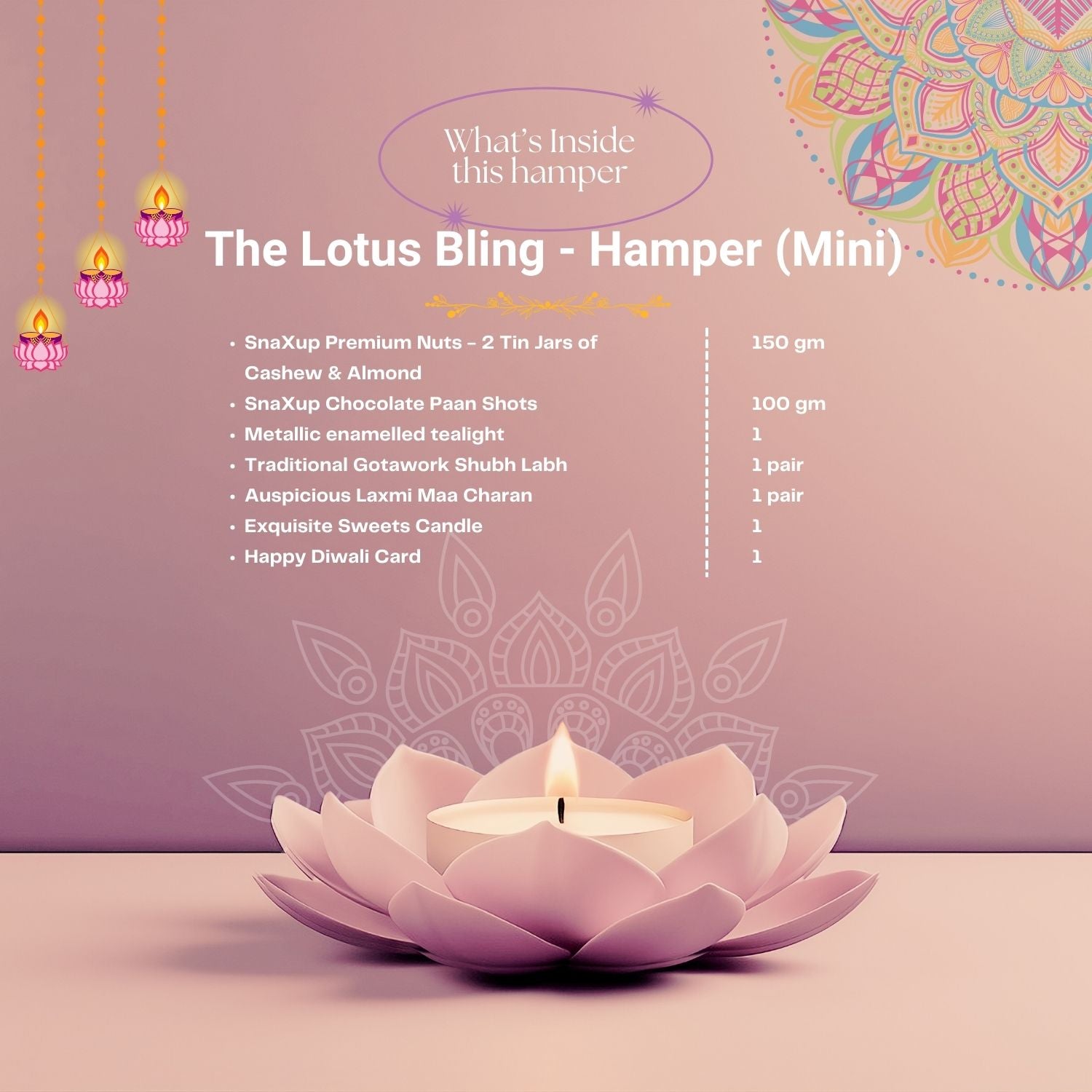 Luxury Diwali Gift Box - The Lotus Bling - Mini Hamper