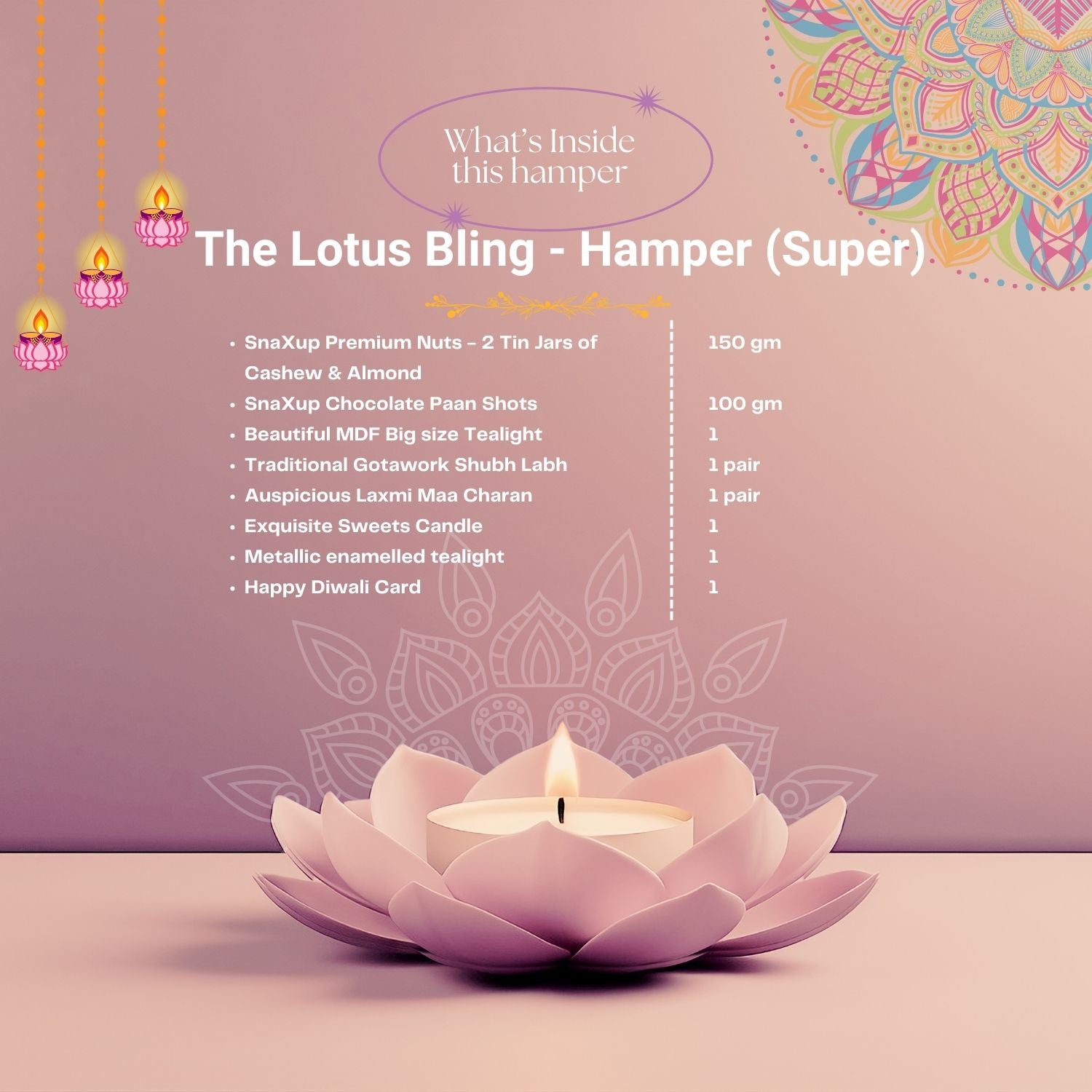 Luxury Diwali Gift Box - The Lotus Bling - Super Hamper