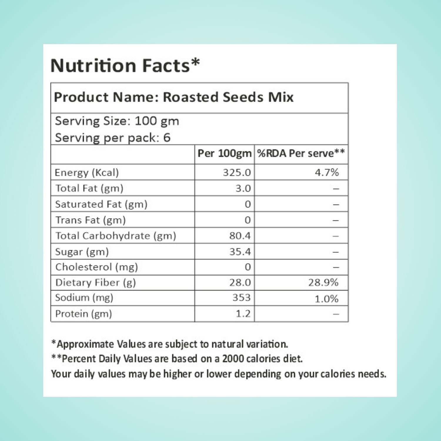 Roasted Seeds Mix 550 g